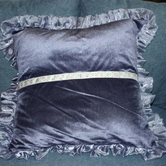 Blue Paisley Euro 22 x 22 Oversized Throw Pillow Handmade NEW - Picture 7 of 13